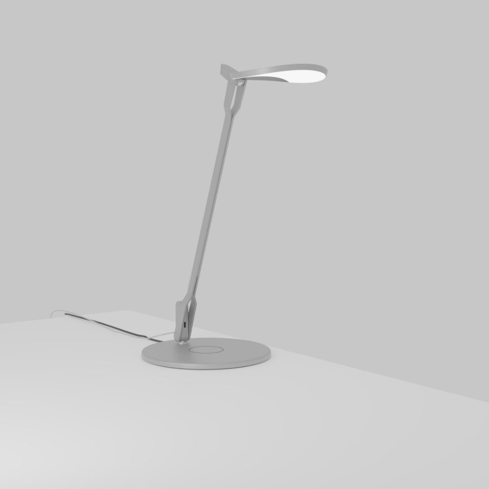 Koncept Lighting SPY-SIL-PRA-QCB Splitty Pro Gen 2 Desk Lamp with wireless charging Qi base, Silver